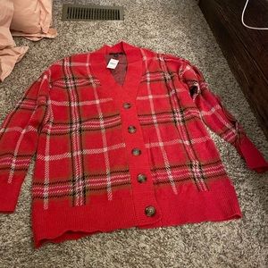 Plaid cardigan sweater, Ann Taylor L